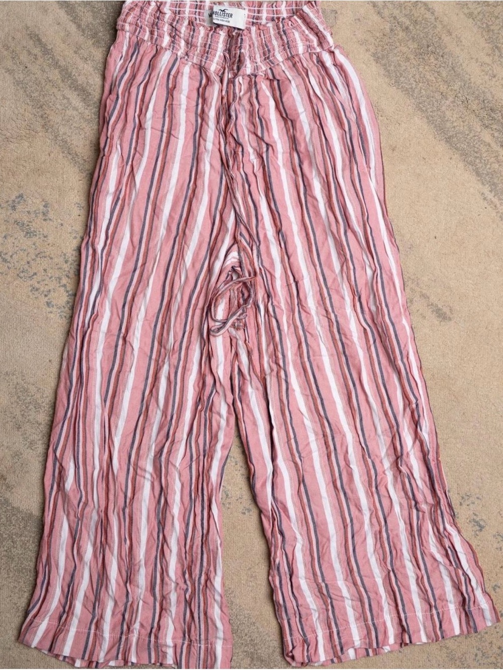 Hollister Pink Striped Wide-Leg Pants